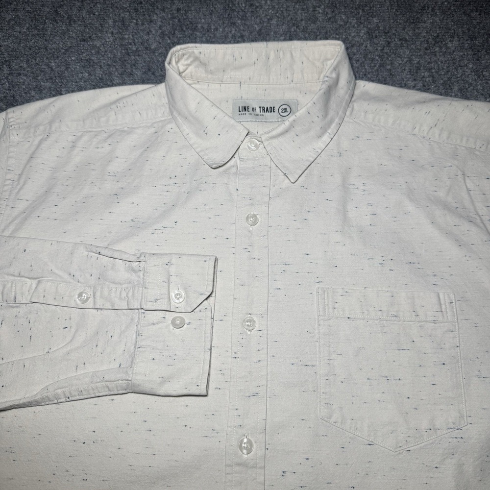 Line of Trade Shirt Ivory Beige Speckled Button Up Men 2XL Long Sleeve XXL